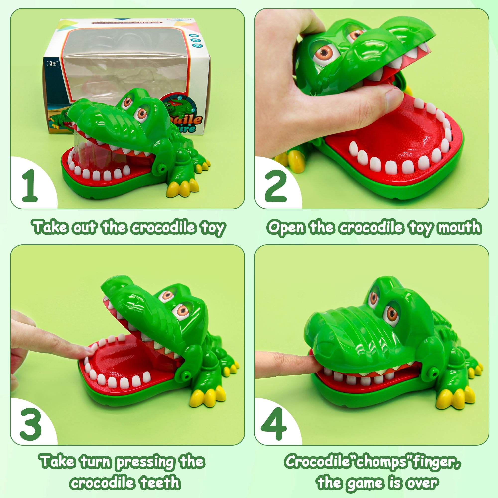 iShyan crocodile teeth toy open mouth action sparks giggles during play