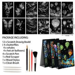 Iskueal scratch art kit includes tools for easy, mess-free creativity