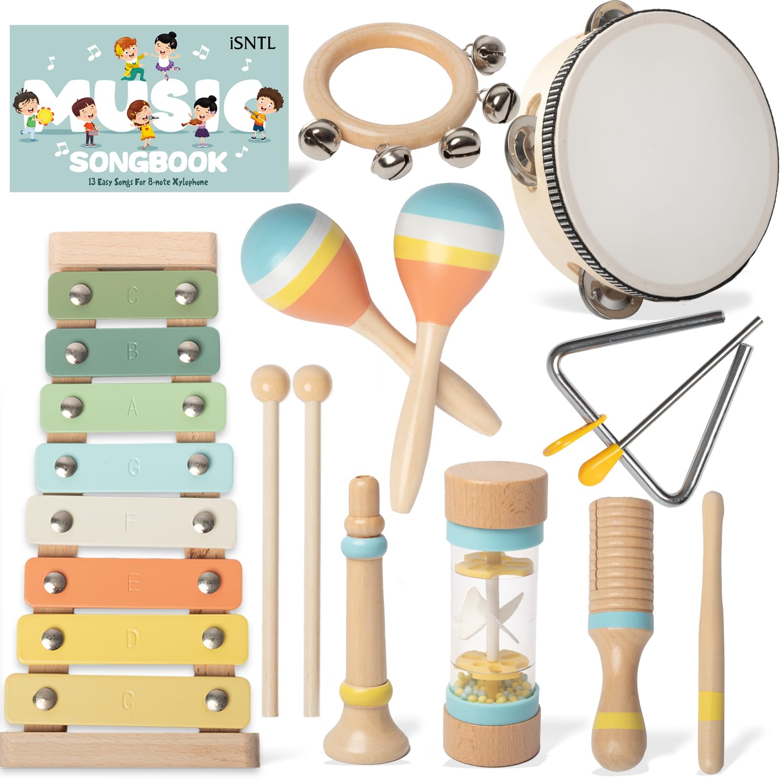 iSNTL Baby Musical Instruments Xylophone with mallets promotes early rhythm exploration.