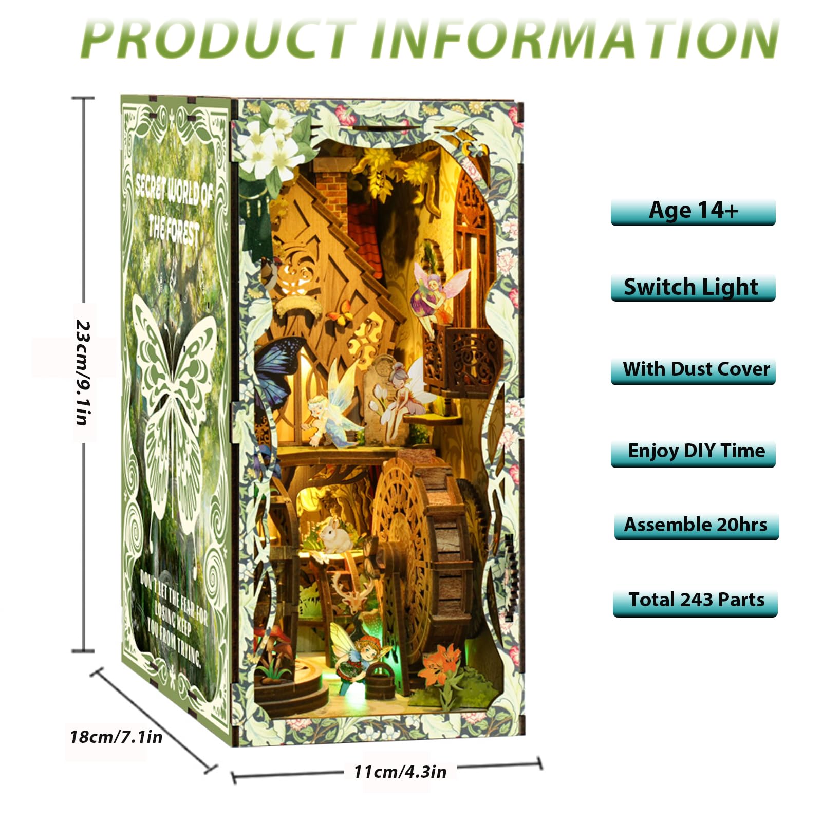ISSEVE Book Nook Forest Elf Scene—vivid miniature detail for hobby enthusiasts.