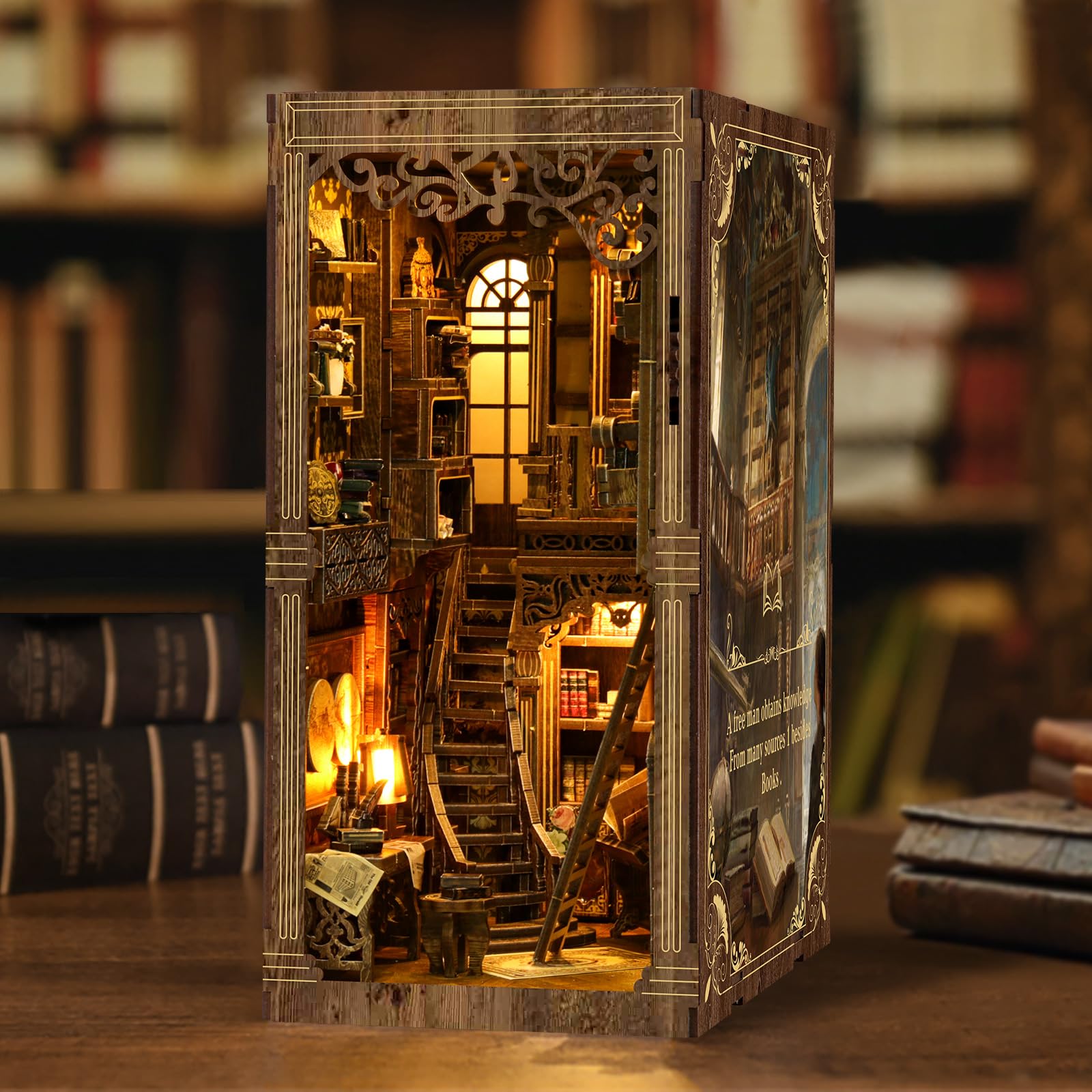 ISSEVE Book Nook Kit night light on a bedside table