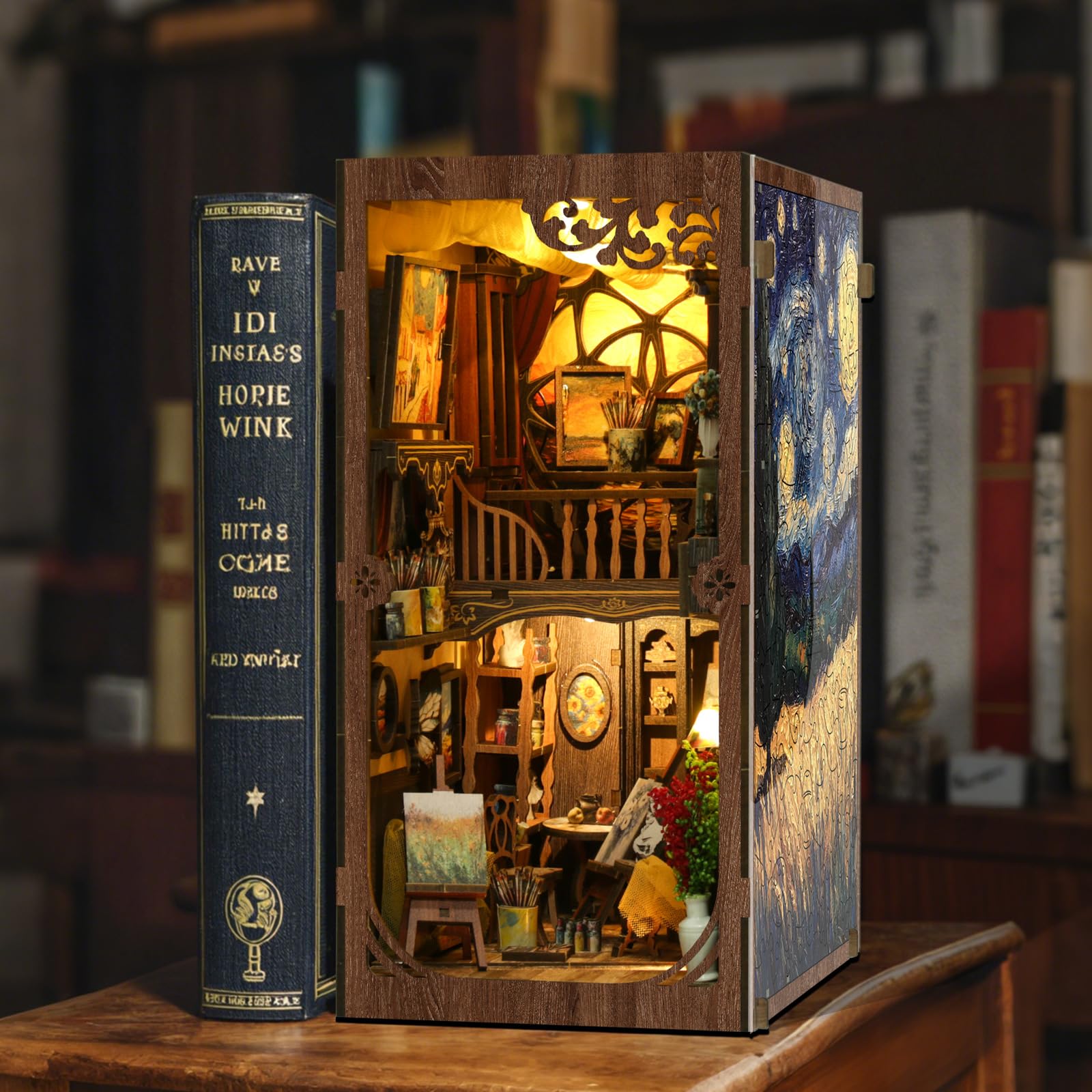ISSEVE Night-time glow from the Book Nook enhances desk setup