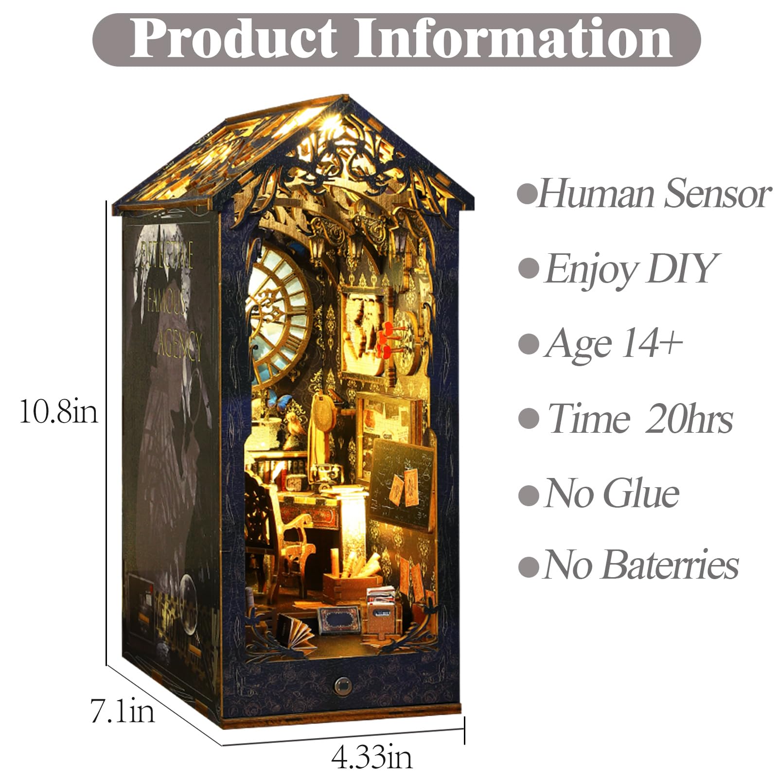 ISSEVE DIY Book Nook Kit 3D wooden house ready for creative building