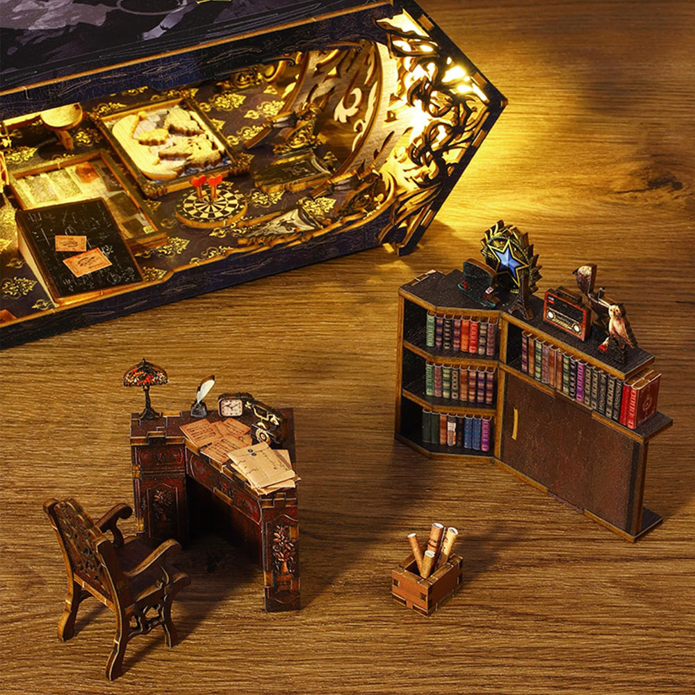 ISSEVE DIY Book Nook Kit instructions guiding assembly