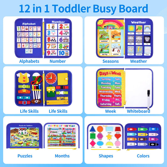 Issray busy board pages feature samples that spark early learning through interactive activities.
