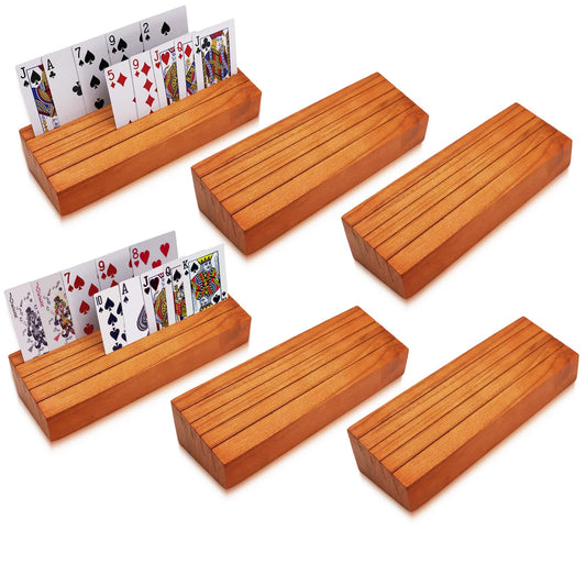 Iswabard card deck stand with four-row orange holders for quick card viewing.