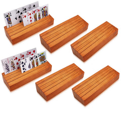 Iswabard card deck stand with four-row orange holders for quick card viewing.