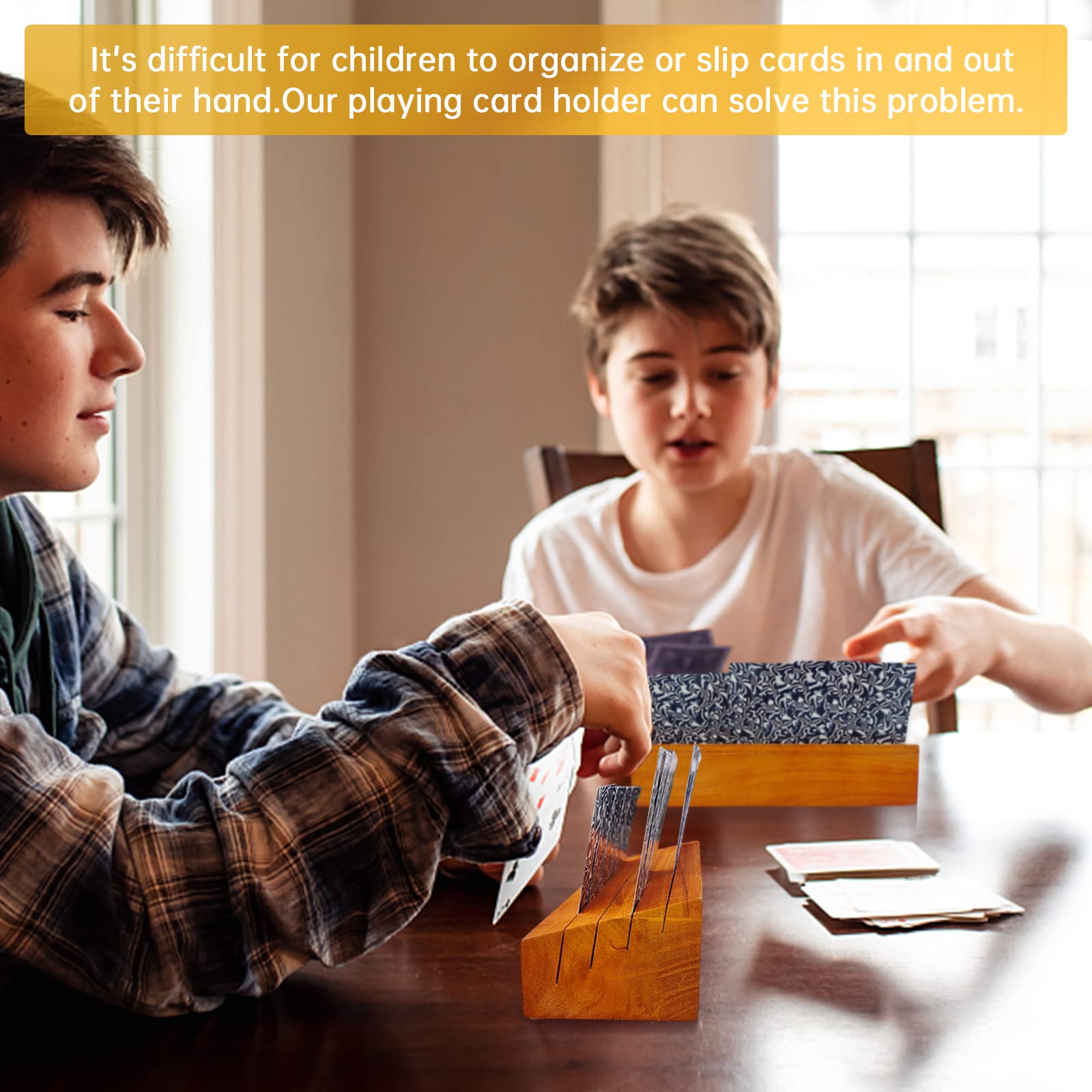 Iswabard rack holds 50+ cards for hands-free play during sessions.