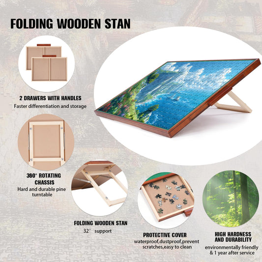 ITEFDTUTNE 34x26-inch wooden puzzle table with ample workspace