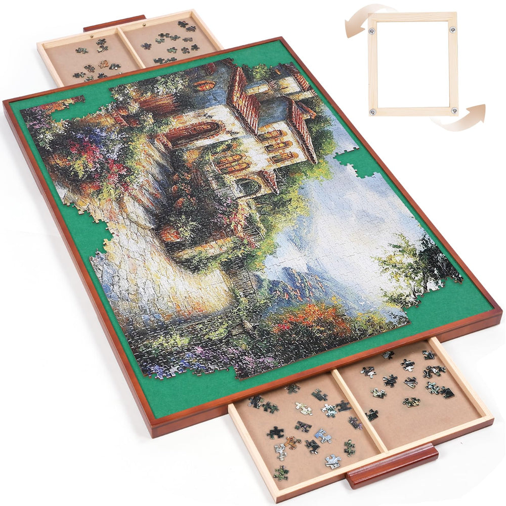 ITEFDTUTNE rotating puzzle board with drawers for organized assembly