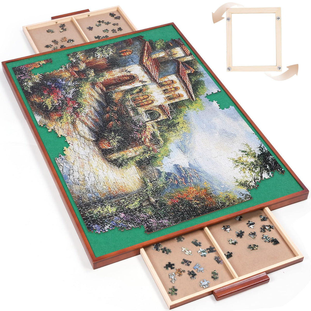 ITEFDTUTNE rotating puzzle board with drawers for organized assembly