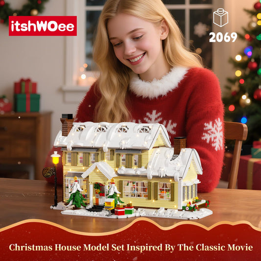 itshWOee Illuminated Christmas House glows warmly for festive evenings.