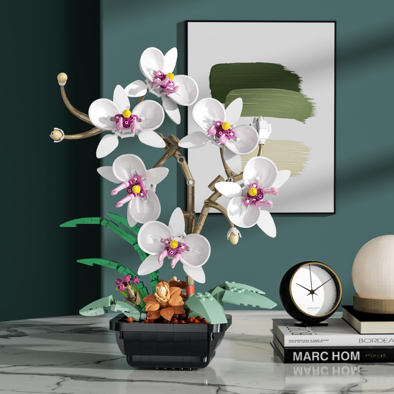 itshWOee Orchid Bonsai Desk Setup enhances work-from-home spaces