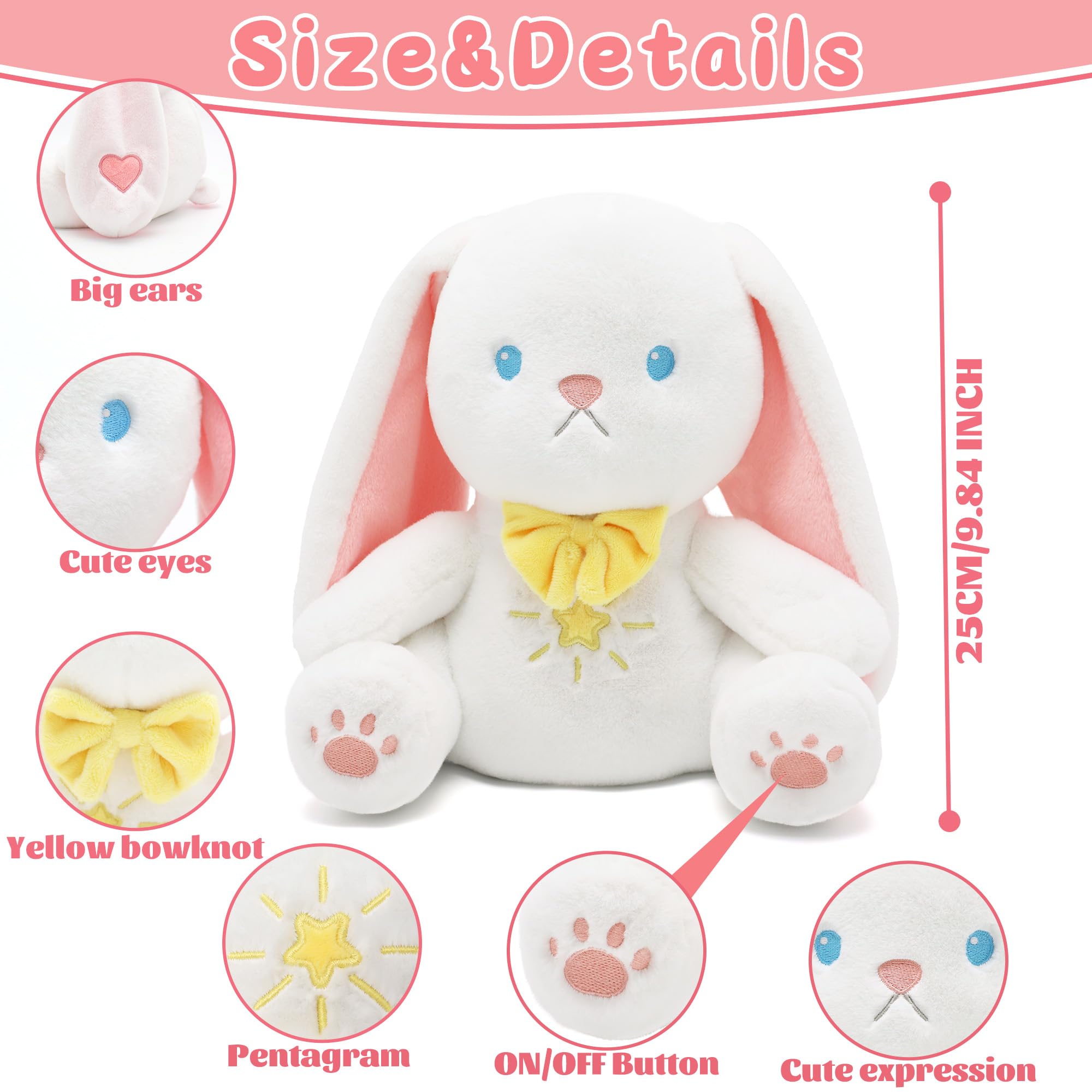 IUTOYYE breathing bunny remote control enables easy breathing and light adjustments.