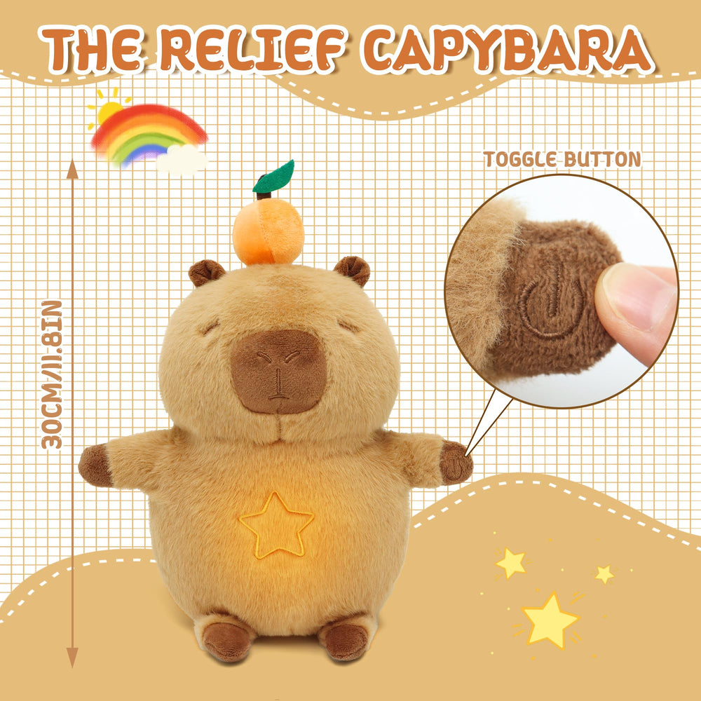 IUTOYYE Capybara breathing plush with lights offers a soothing visual cue during nightly wind-down.