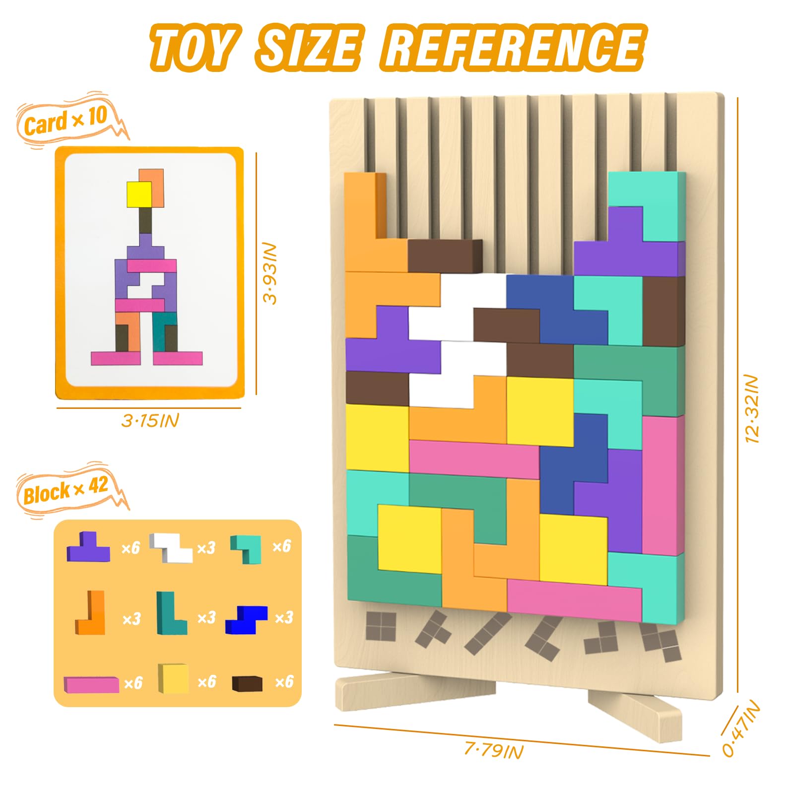 iuuoi educational Montessori-style wooden puzzle showcasing bright blocks for problem-solving play.