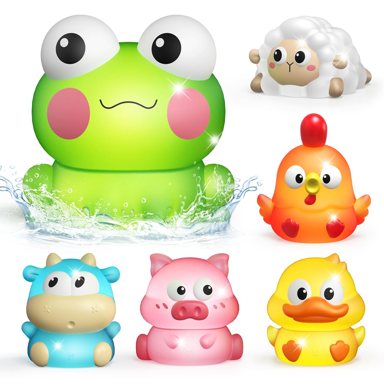 iValea light up farm pig bath toy glows to engage toddlers during bath
