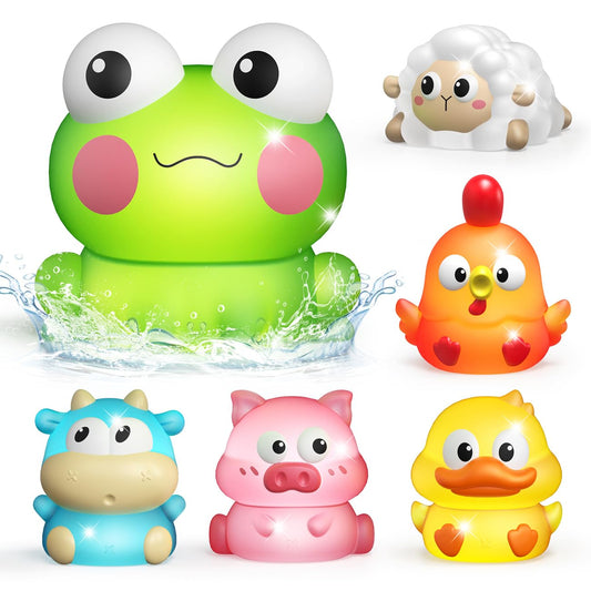 iValea light up farm pig bath toy glows to engage toddlers during bath