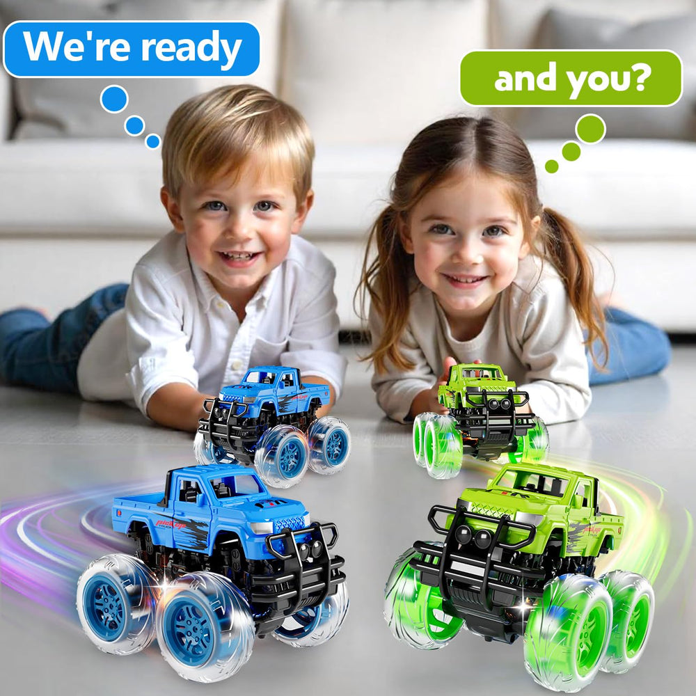 iValea Monster Trucks race-ready set, two die-cast units spark imaginative competition.