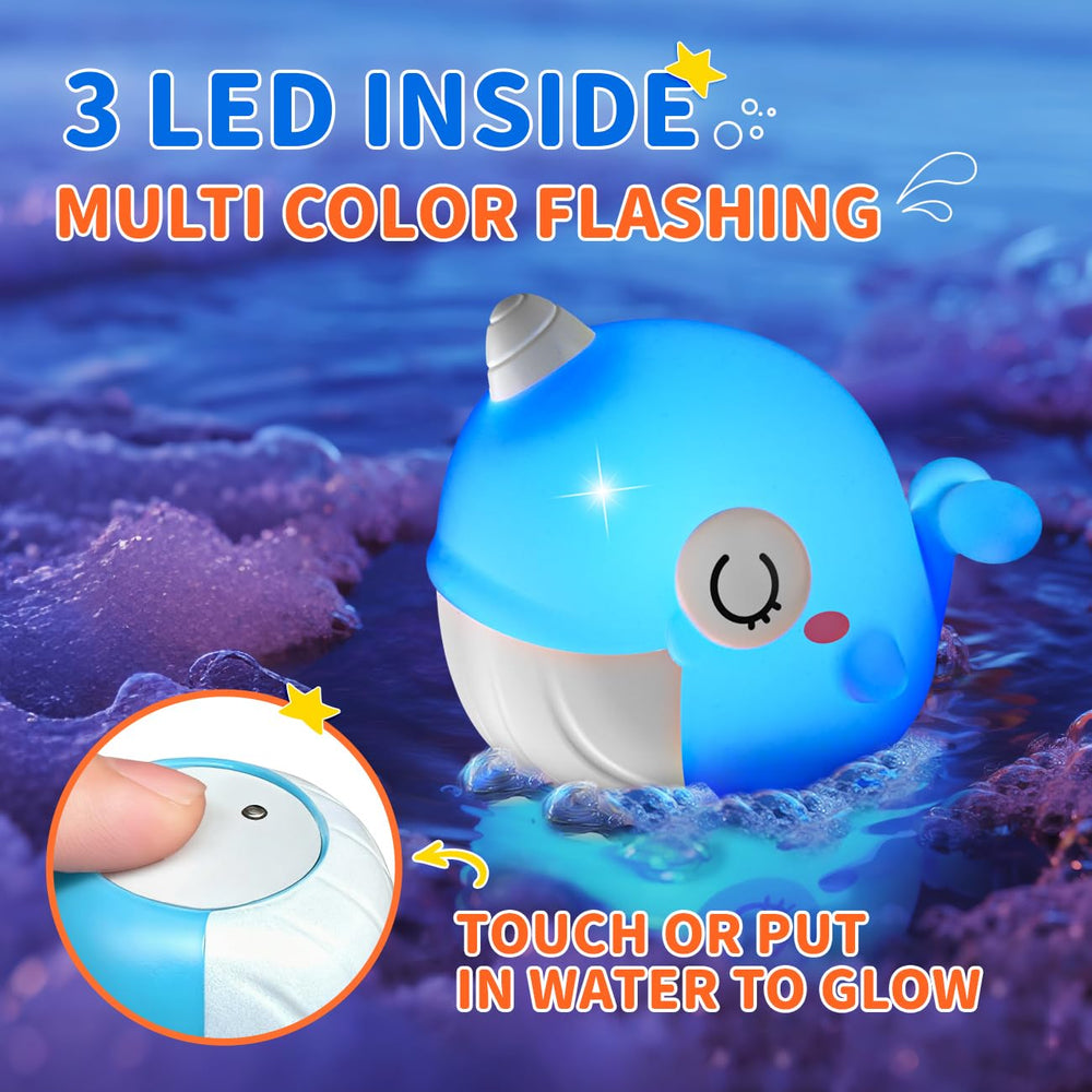 iValea shark bath toy lights up for interactive tub play
