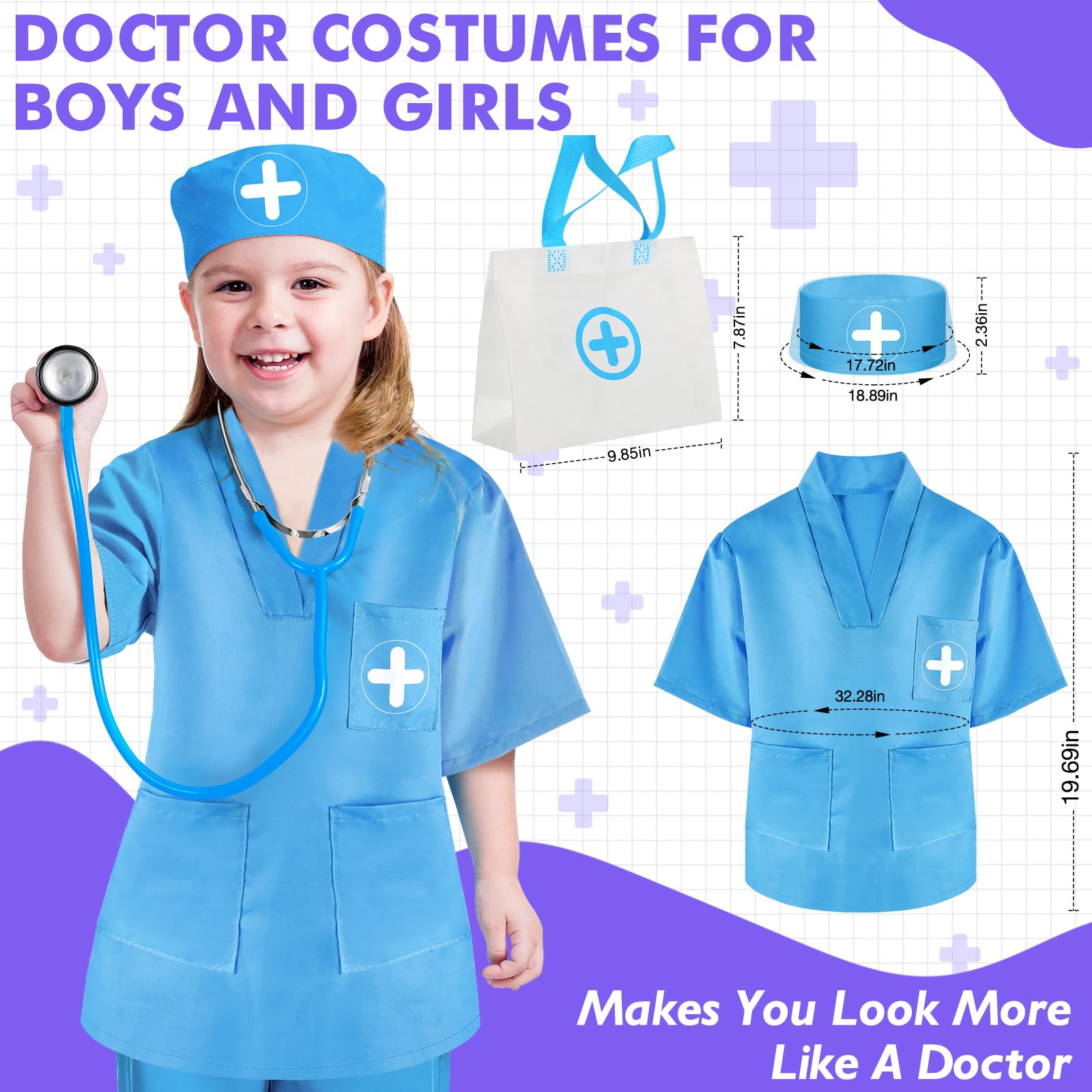 IVENRXIU doctor kit flashlight and thermometer for interactive, light up exams.