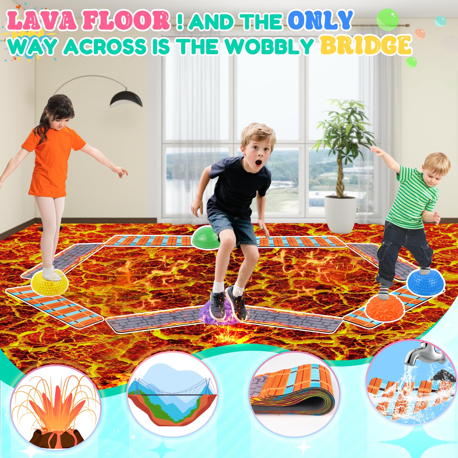 IVENRXIU suspension bridge texture mats promote foot awareness for kids and adults.