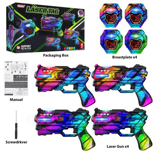 IVOXEX laser tag vests showing bright LED score panels for team scoring