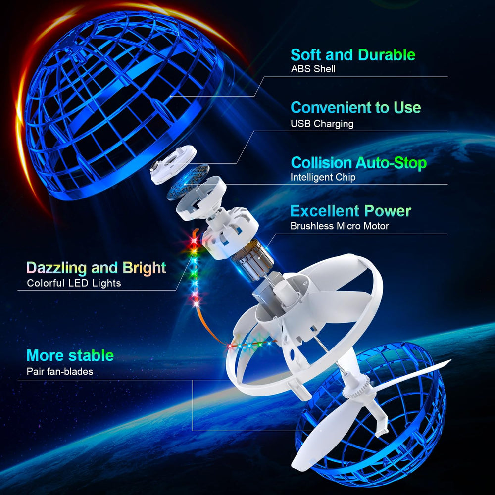 Ivtivfu Flying Orb Ball held in a child’s hand to show size and easy portability for kids