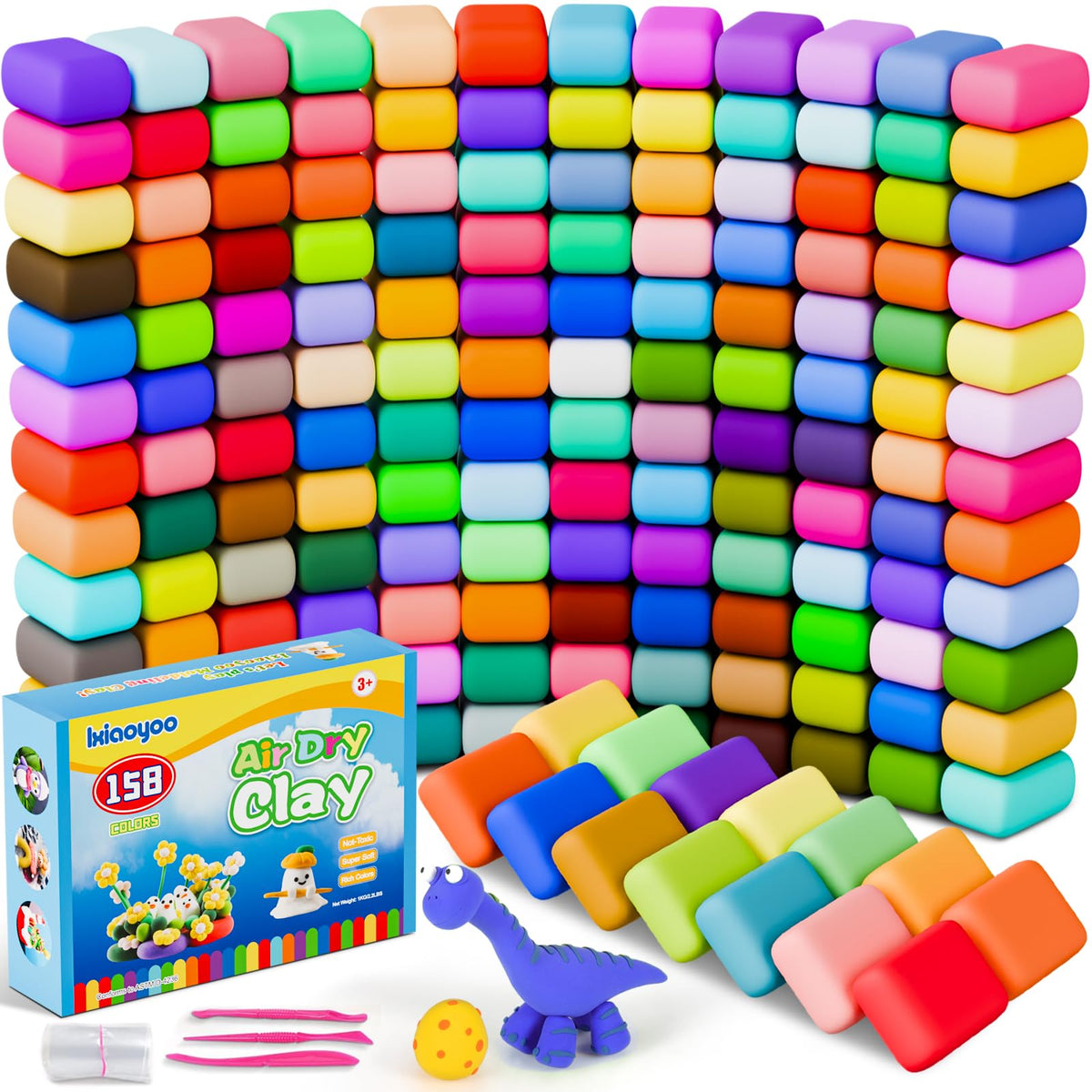 Ixiaoyoo air dry clay kit with 158 colors for vibrant home crafts