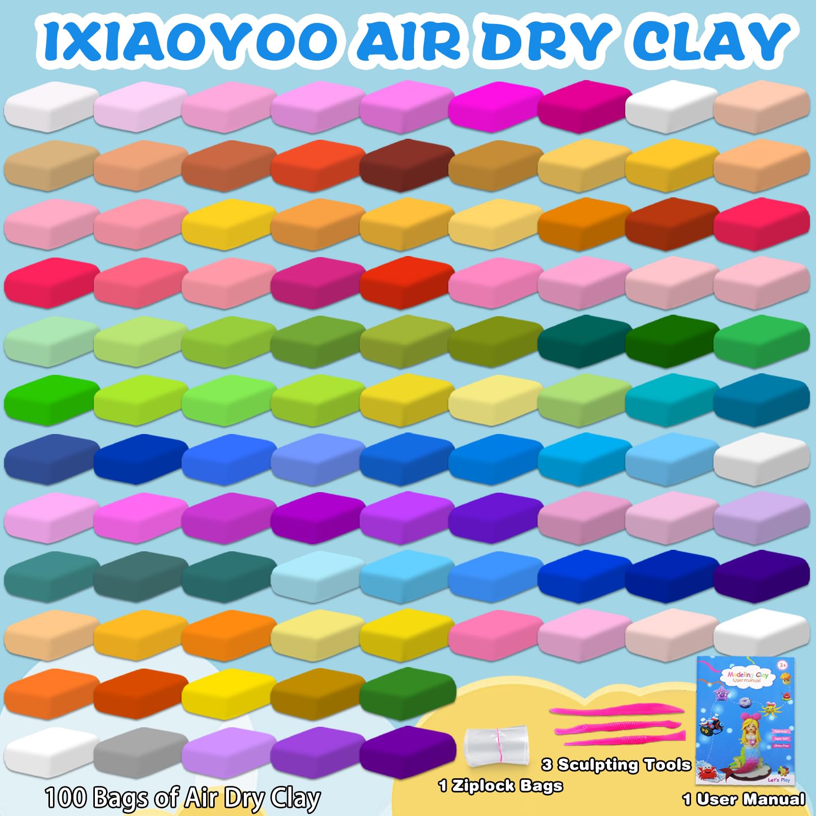 Ixiaoyoo colorful modeling clay with soft, pliable texture