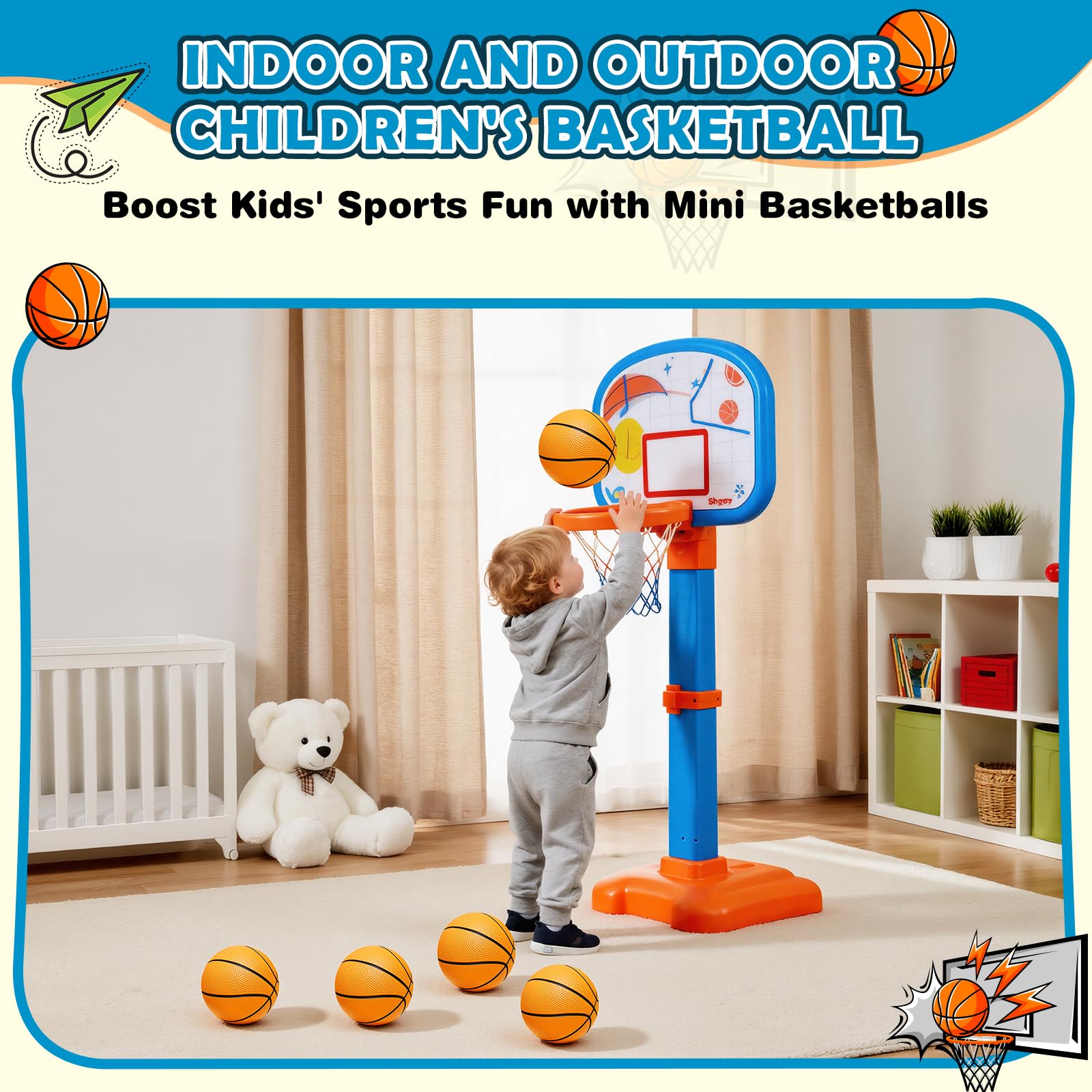 Safe PVC mini basketball by Iyoyo, soft yet durable for kids.