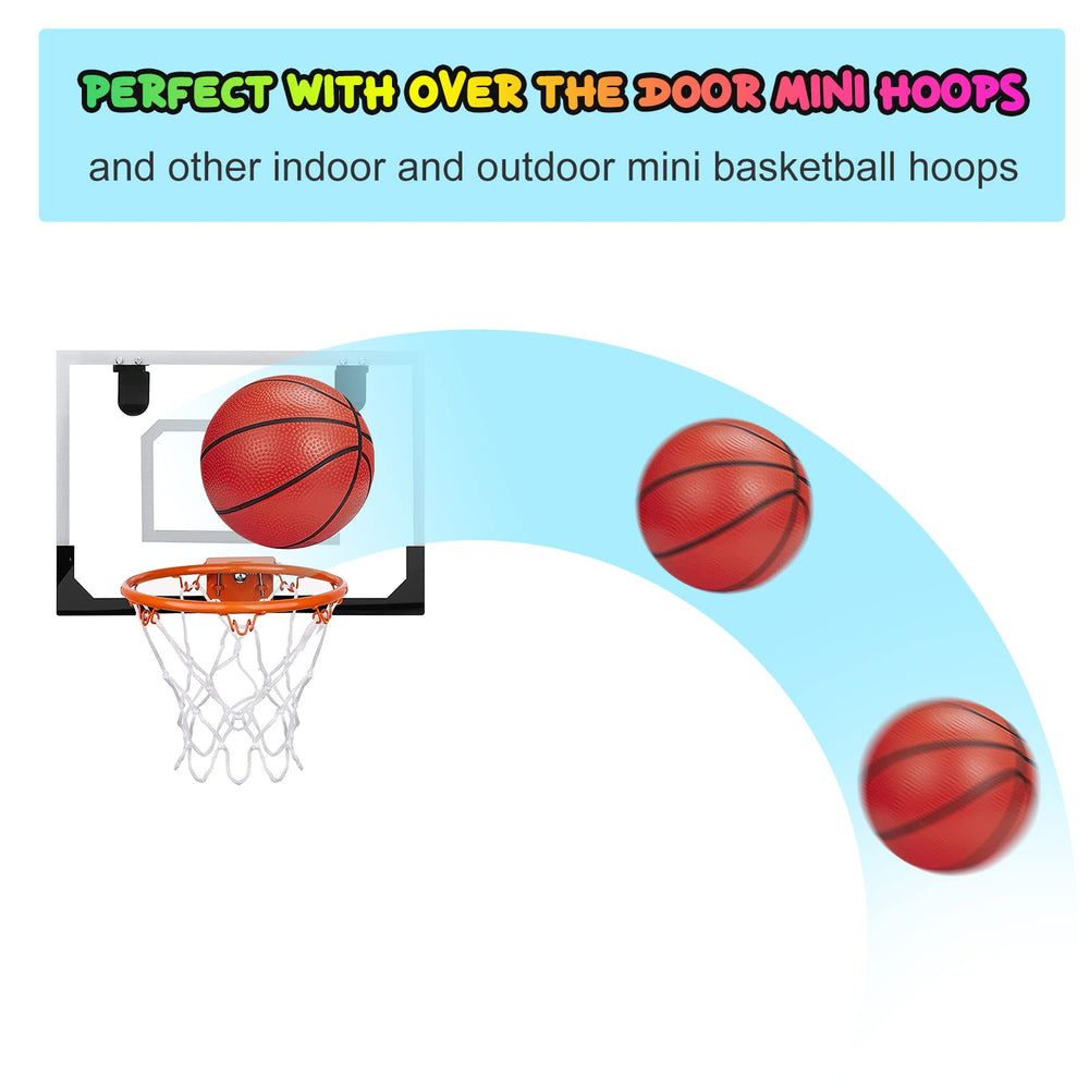Iyoyo mini basketballs compatible with over the door hoops for quick games.