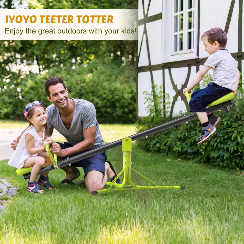 Iyoyo seesaw steel construction close-up shows durable materials