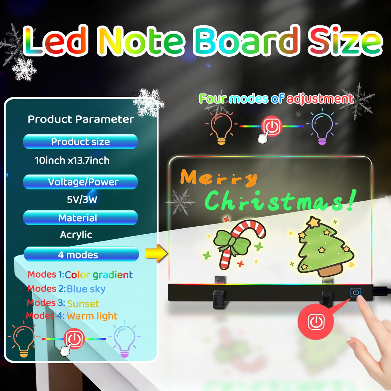 IYT Lumiboard offers 4 modes for dynamic displays and calming light effects.