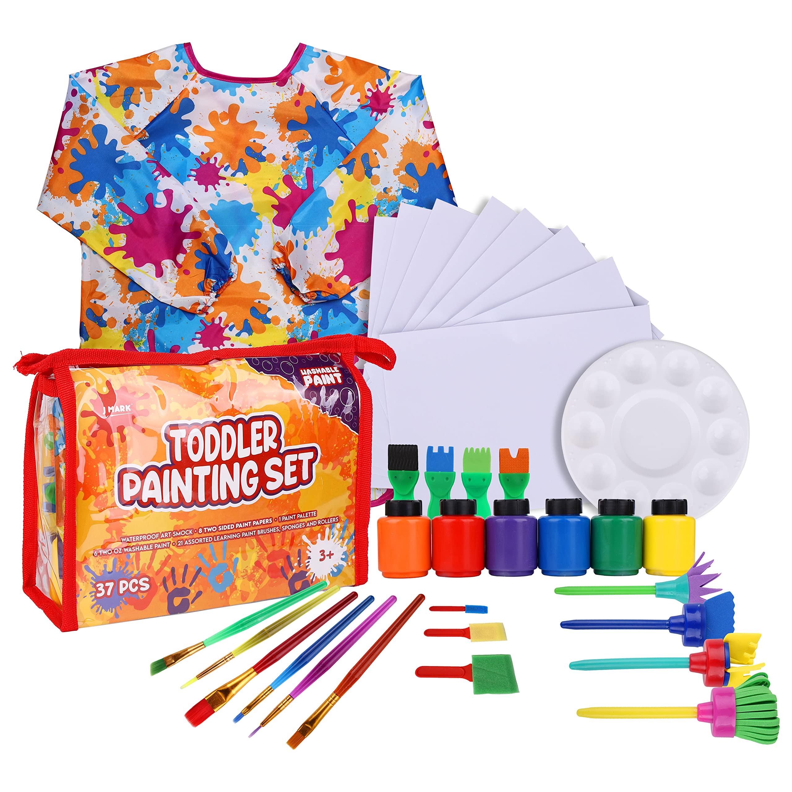 J MARK Toddler Painting Set box showing all-in-one kit for beginner artists and storage