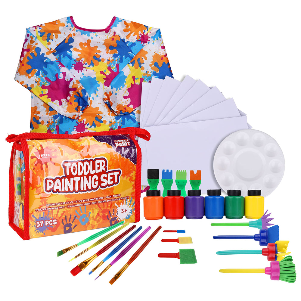J MARK Toddler Painting Set box showing all-in-one kit for beginner artists and storage