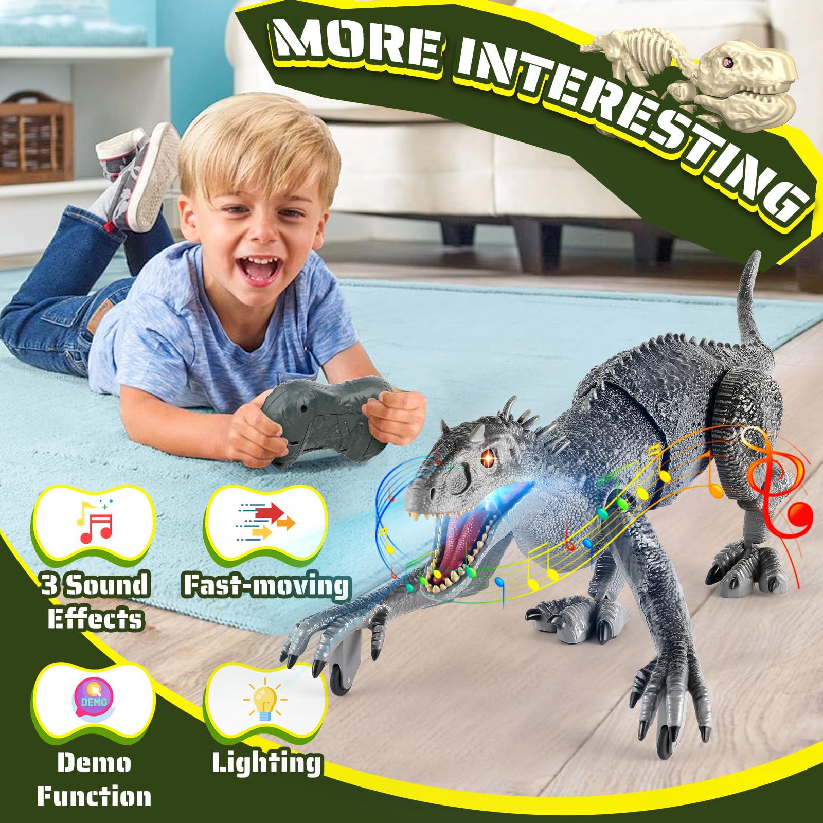 J Rootage demo function dinosaur offers quick movie-like play.