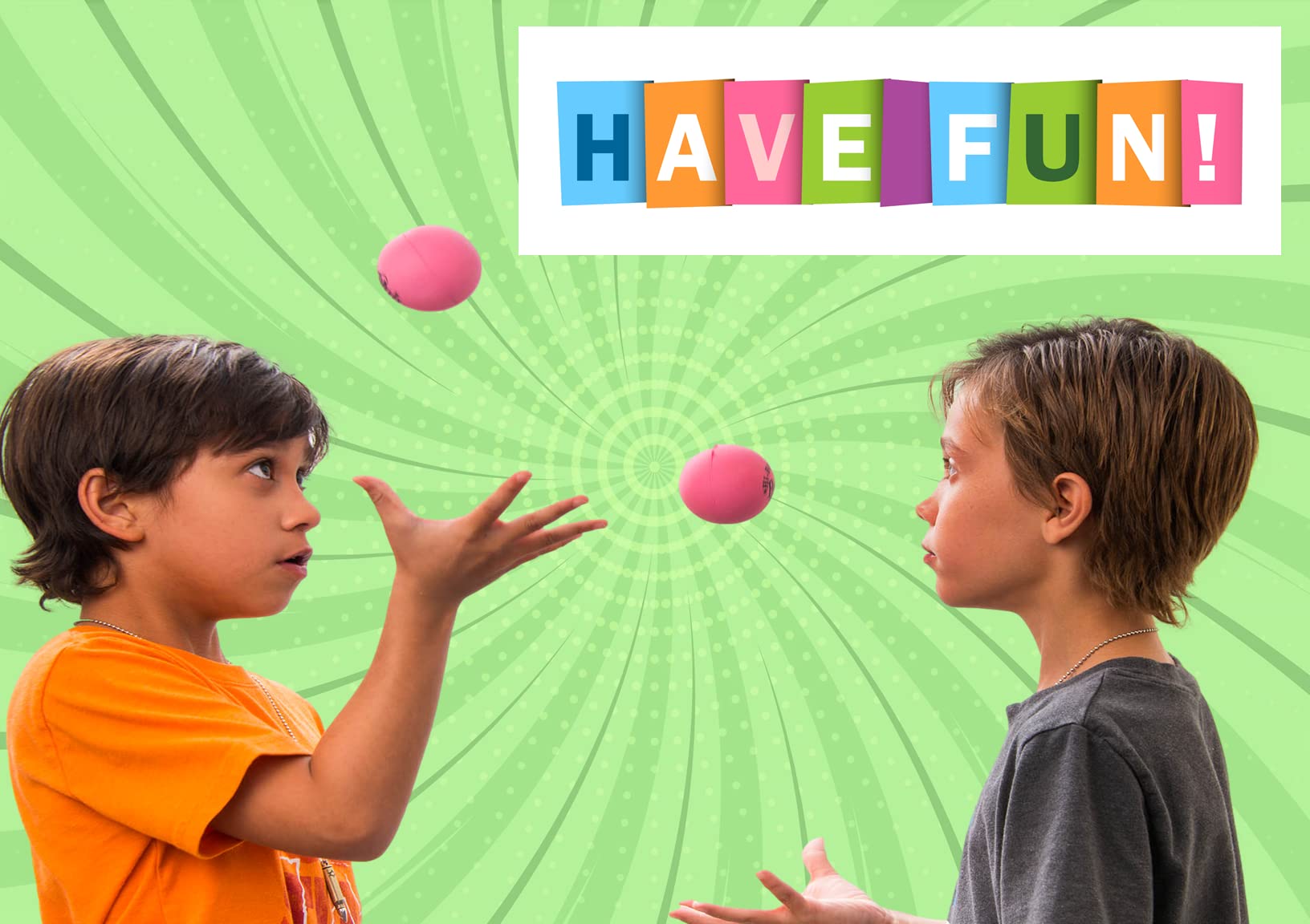 JA-RU Hi-Bounce Pinky Ball kids playing catch with a high bounce.
