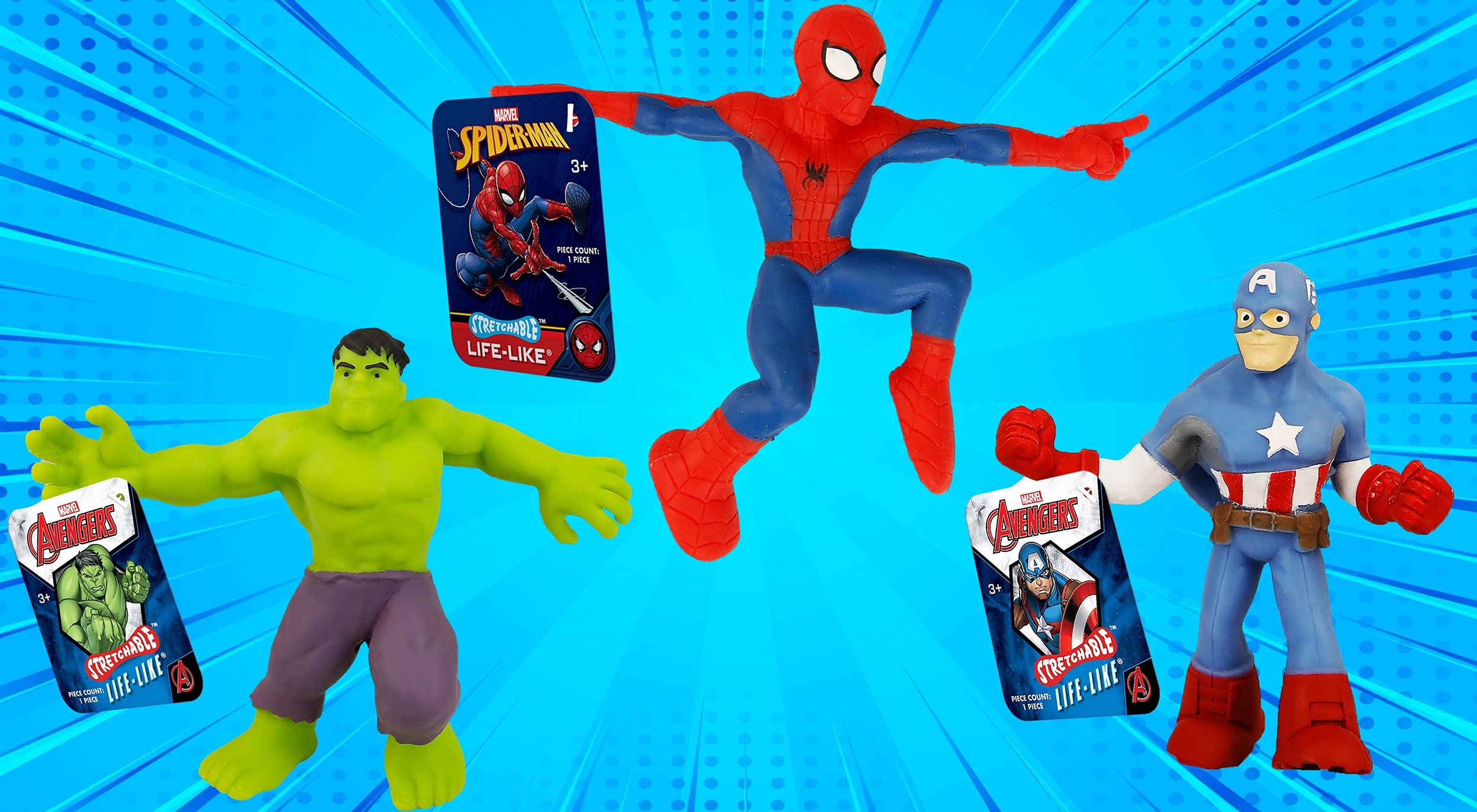 JA-RU Marvel Avengers Captain America stretchy toy improves focus during play.