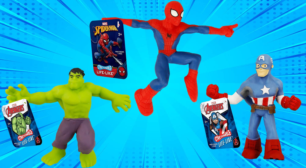 JA-RU Marvel Avengers Captain America stretchy toy improves focus during play.