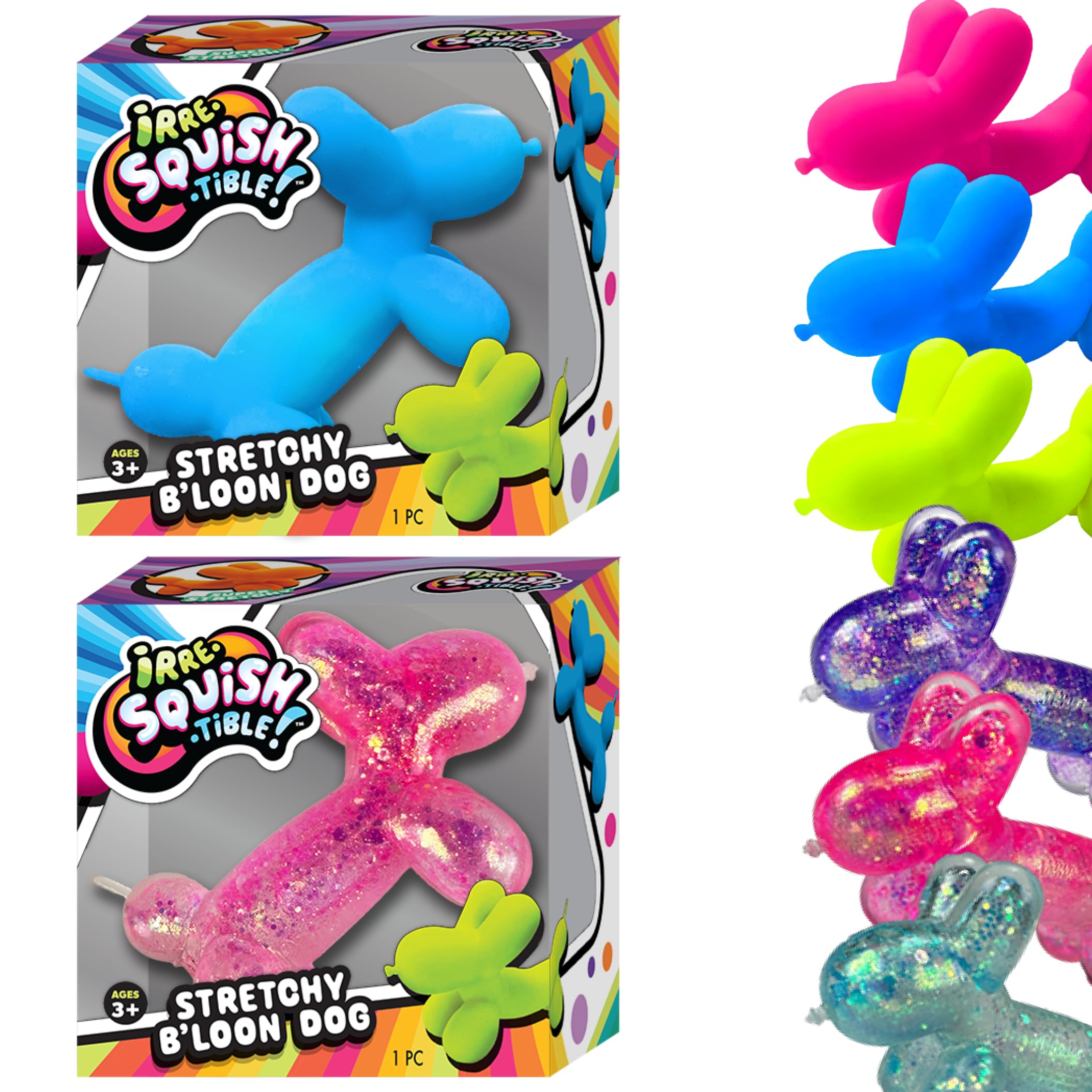 JA-RU Stretchy B'loon Dog 2-pack in blue for tactile play and focus
