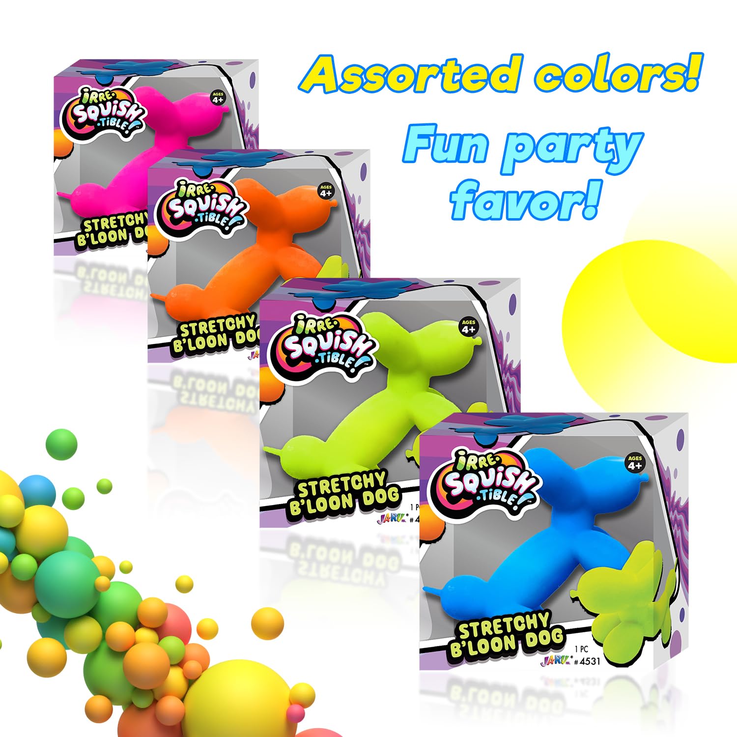 JA-RU Stretchy B'loon Dog in green supports color-spotting and tactile learning