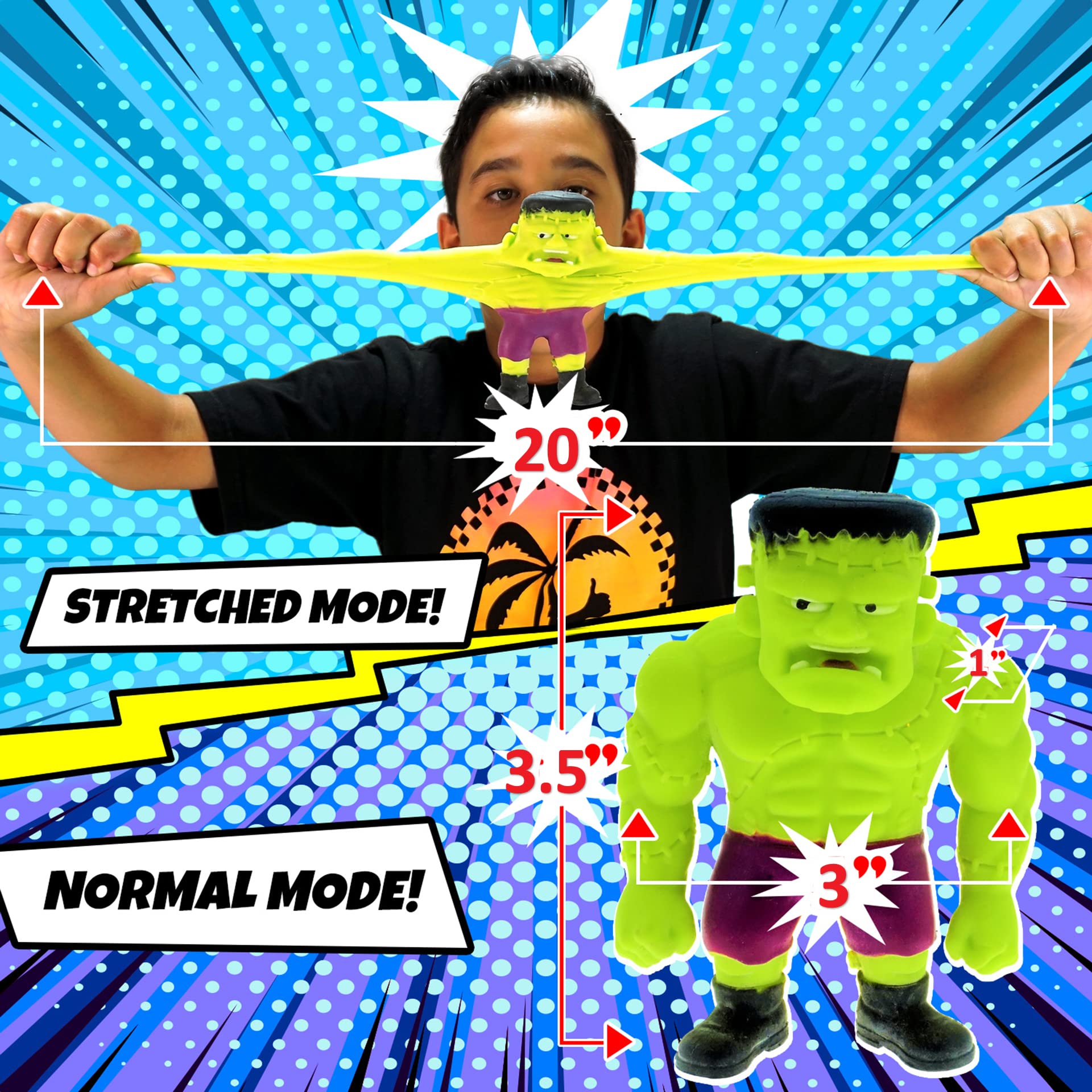 JA-RU stretchy blue monster toy perfect for sensory play and motor skills