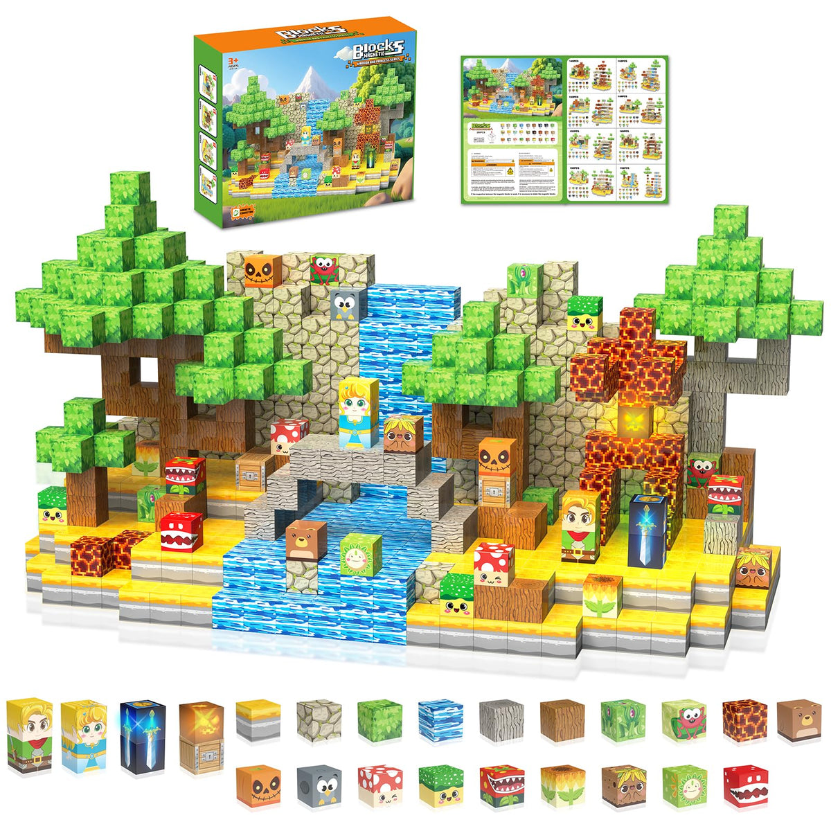 Jacier 200PCS magnetic blocks forest adventure set inspires imaginative forest quests.