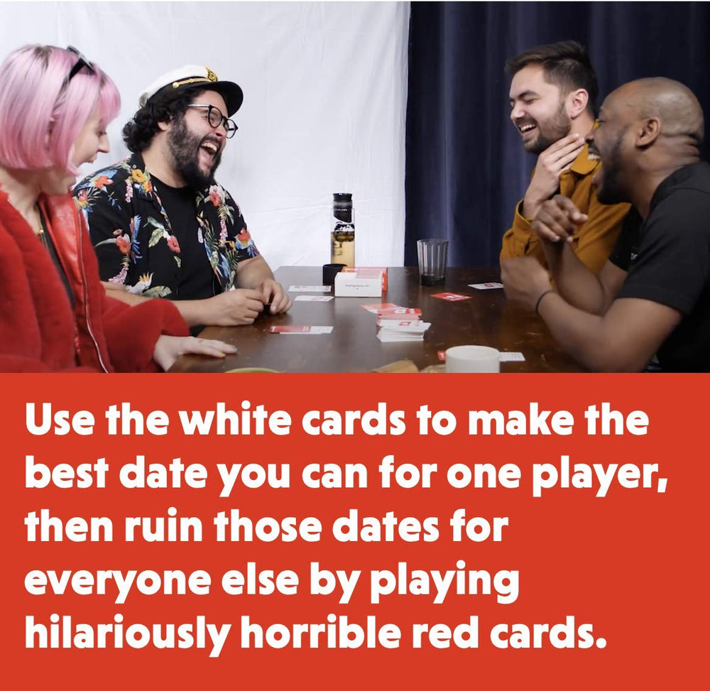 Jack Dire Studios Red Flags table scene capturing lively dating card banter.