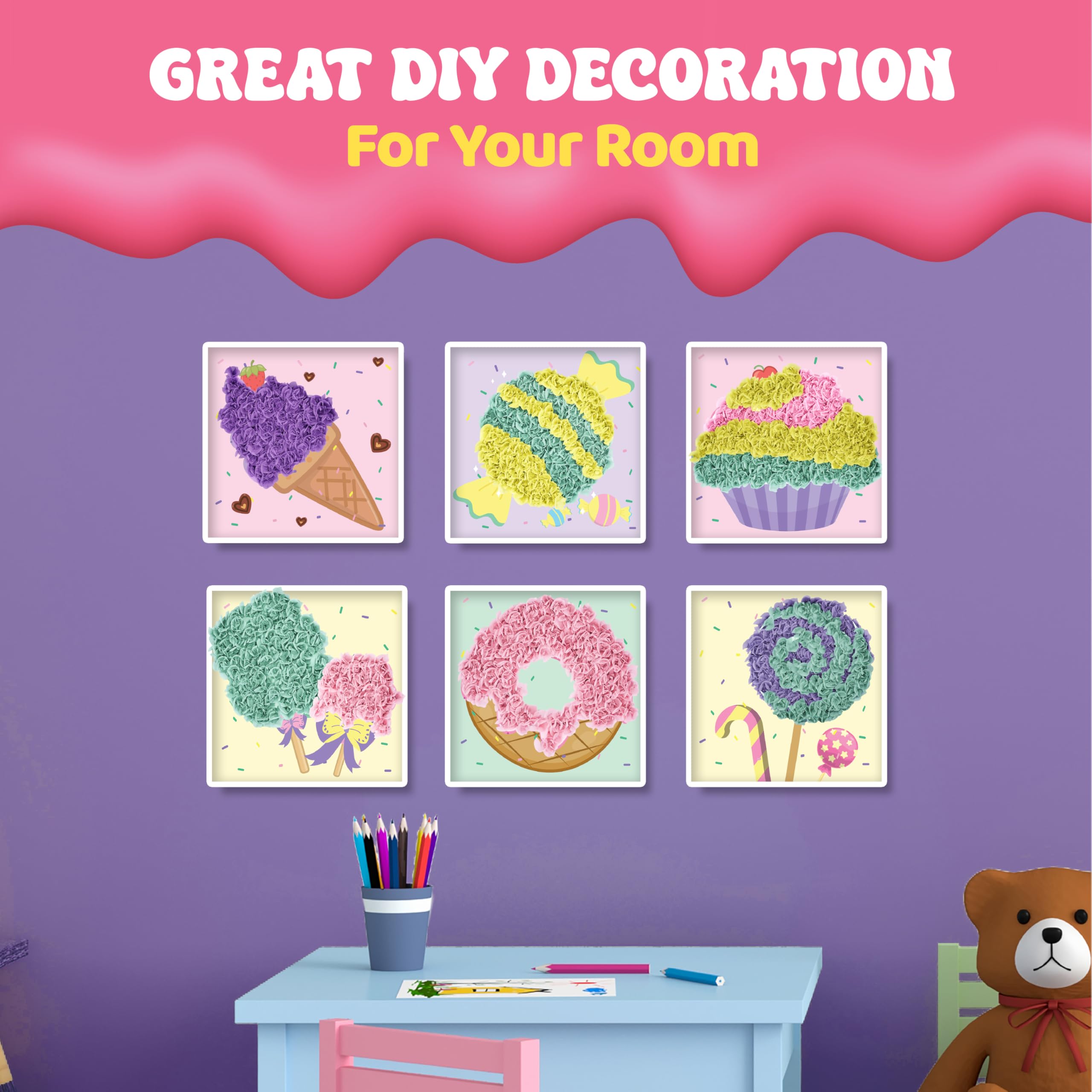 Jackinthebox Candyland Poke Poke Art kit surface protection pad keeps cleanup easy.