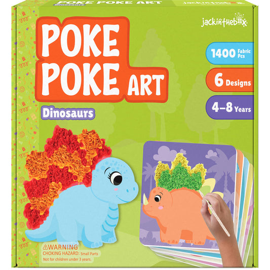 jackinthebox Poke Poke Art kit with dinosaurs for creative DIY fun.
