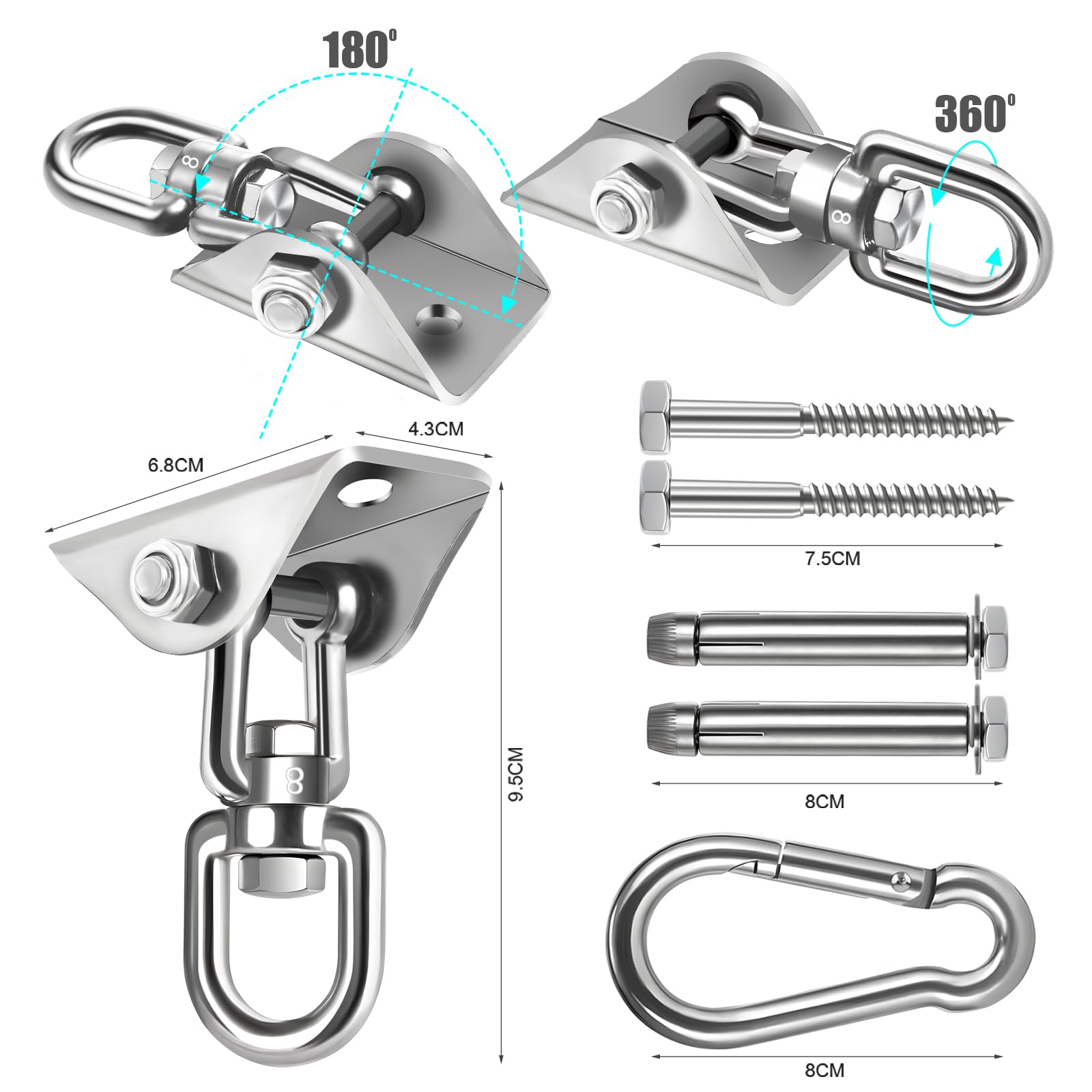 Jacnitad rotating hook provides 360-degree motion for tangled-free hammock swings.