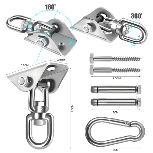 Jacnitad rotating hook provides 360-degree motion for tangled-free hammock swings.
