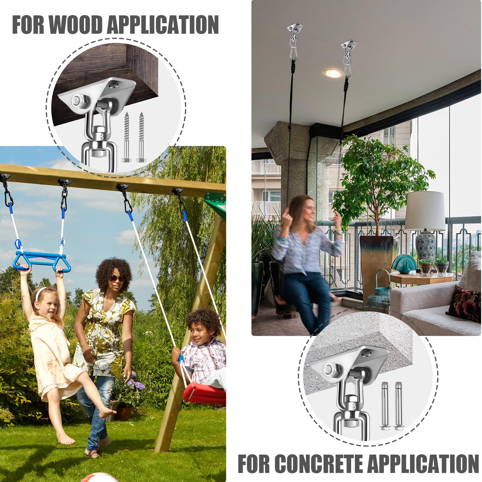 Jacnitad wooden screws provide strong attachment to wooden beams.